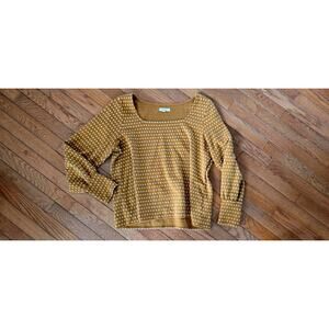 Madewell mustard orange long sleeve square neck top XL